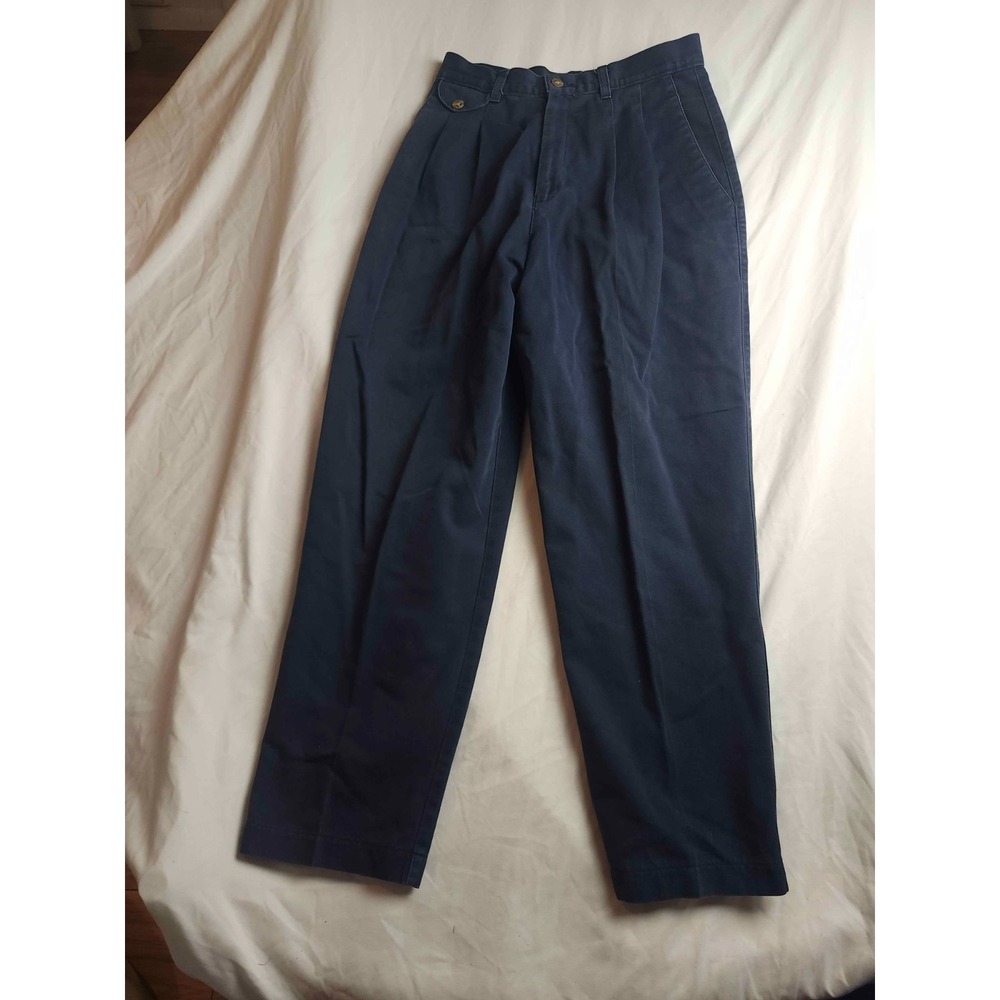 Lee Pants Womens Size 8P Navy Blue Chino Trousers Pleated Front Office Career